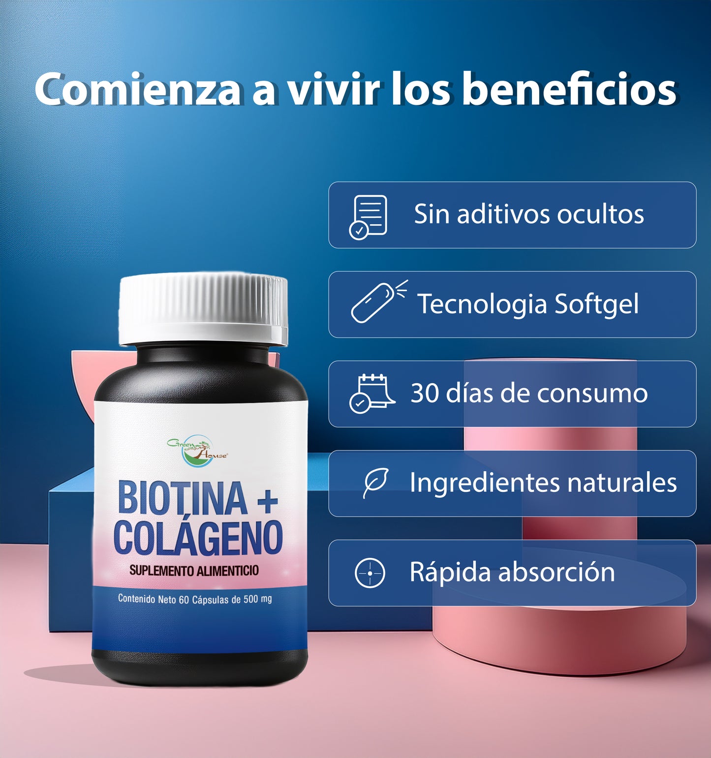 Biotina + Colágeno | 60 Cápsulas softgel