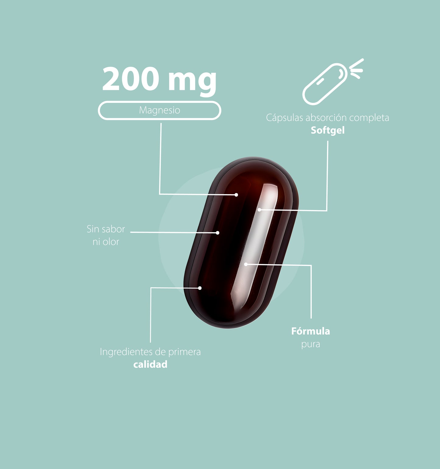 Citrato de magnesio | 60 Cápsulas softgel