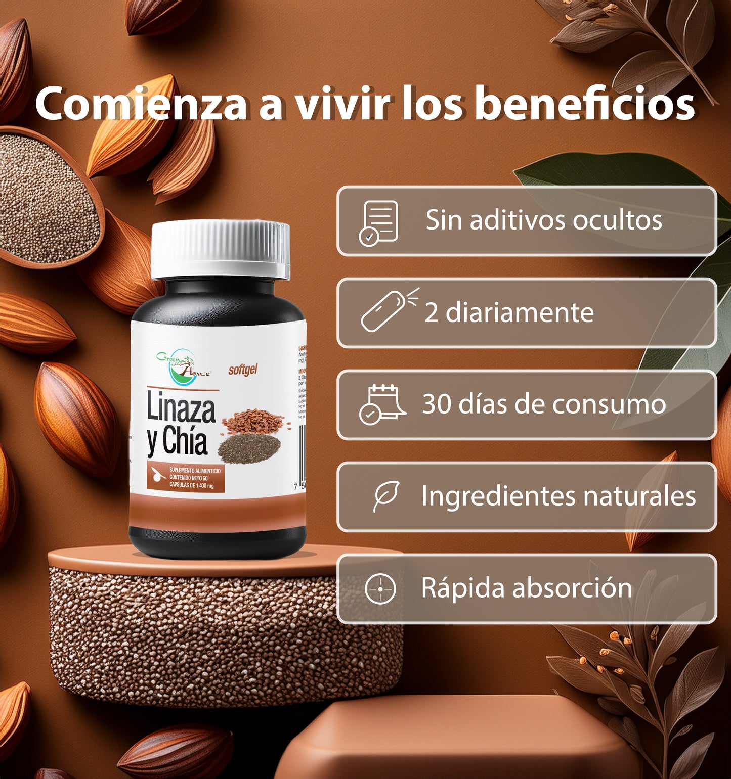 Linaza + Chía | 60 Cápsulas softgel