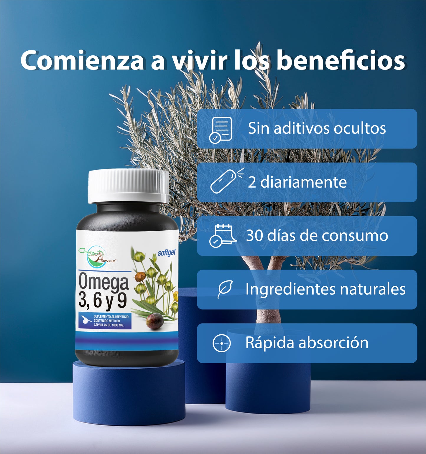 Omega 3, 6 y 9 aceites vegetales | 60 Cápsulas softgel