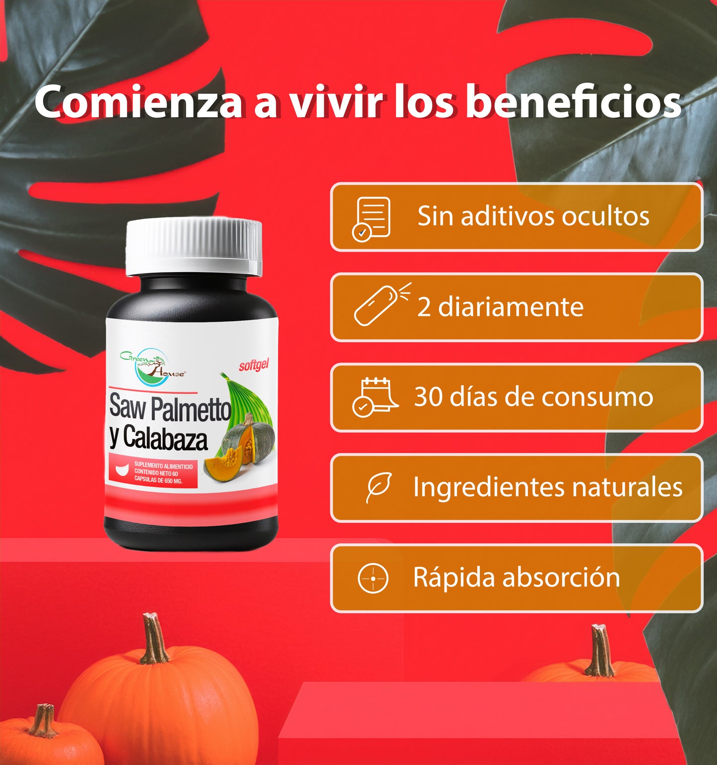 Saw palmetto + Calabaza | 60 Cápsulas softgel