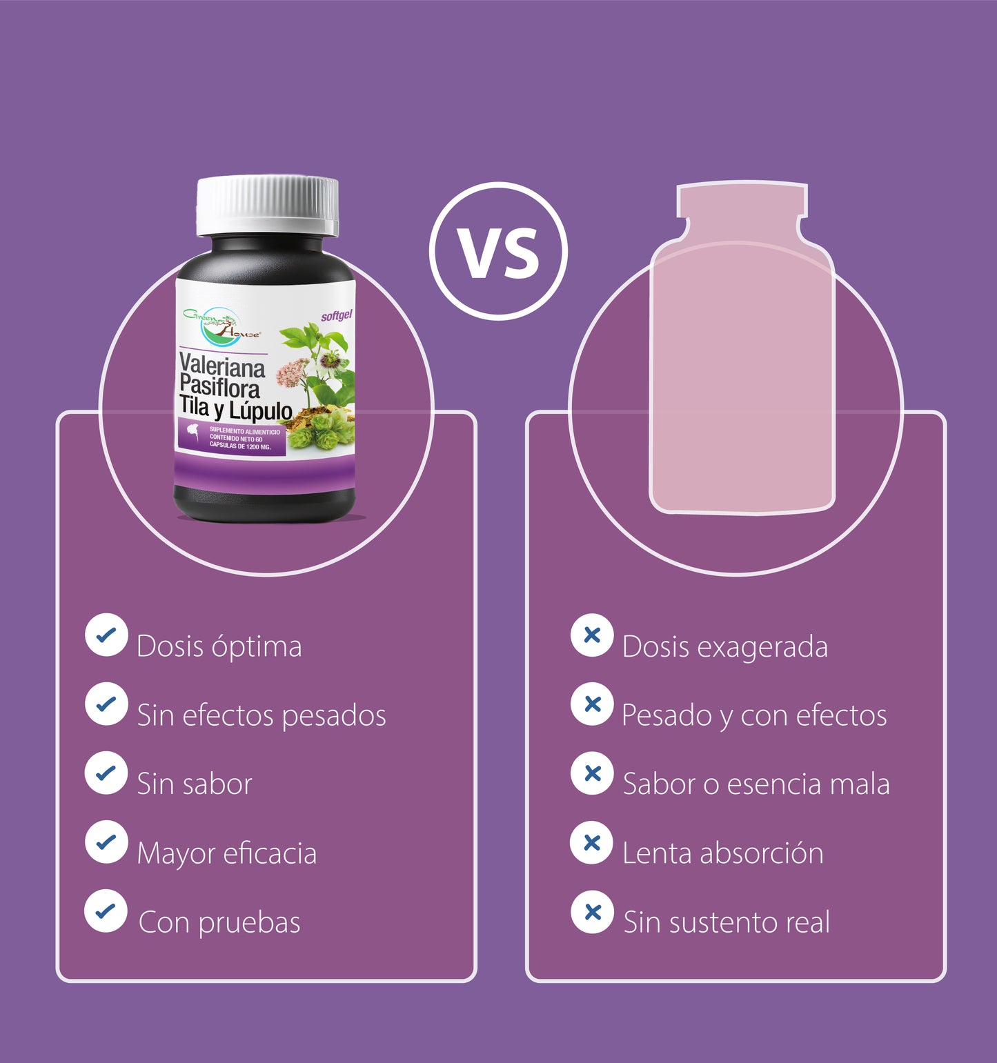 Valeriana + Pasiflora + Tila y lupulo | 60 Cápsulas softgel