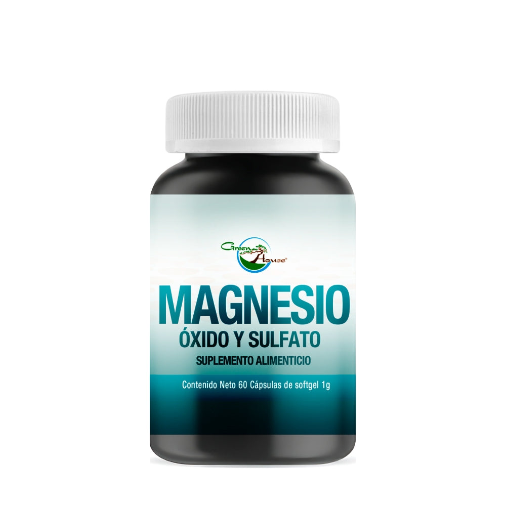 Óxido De Magnesio y Sulfato de Magnesio | 60 cápsulas softgel de 1g