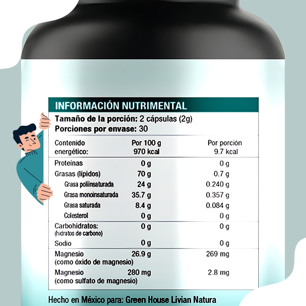 Óxido De Magnesio y Sulfato de Magnesio | 60 cápsulas softgel de 1g