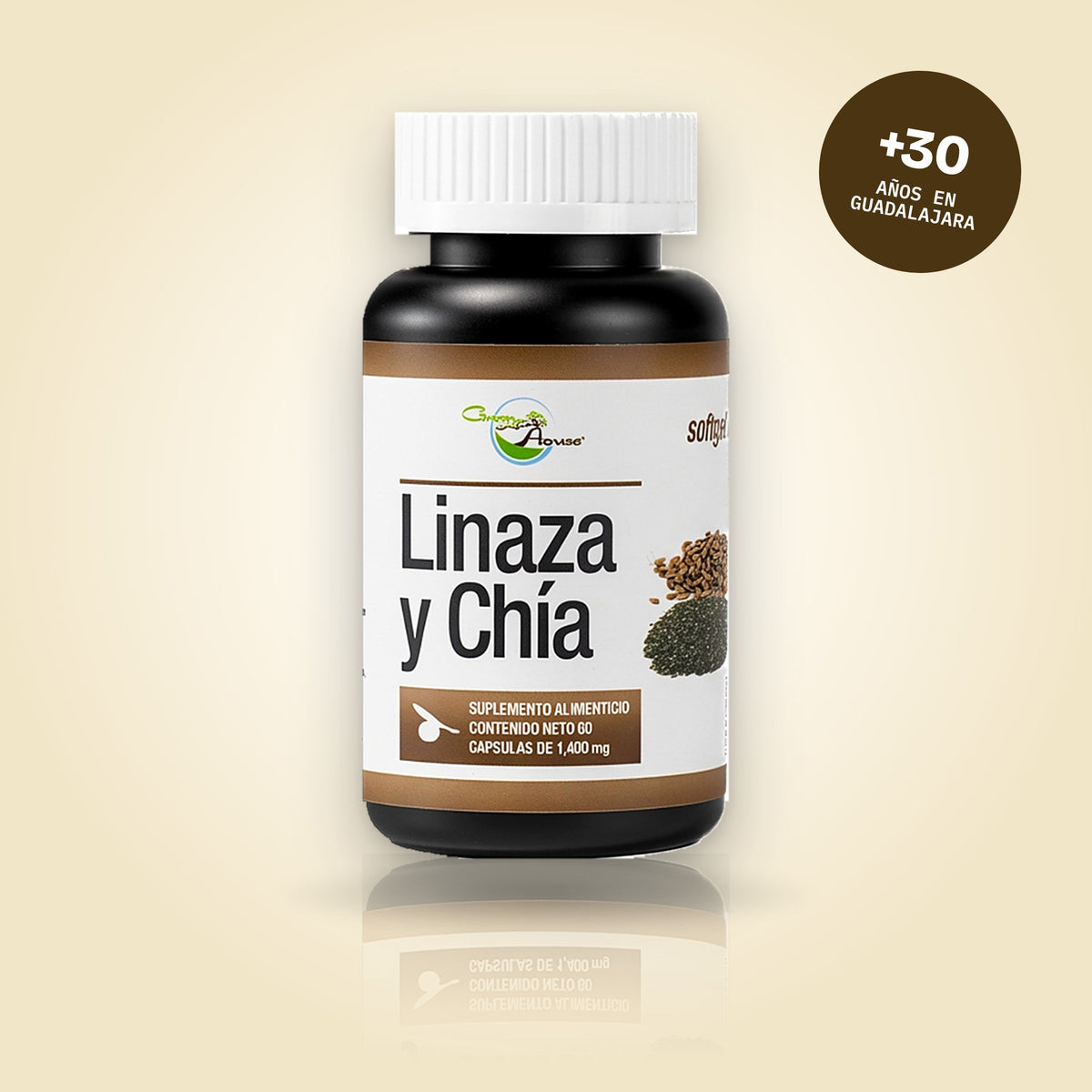 Green House Linaza + Chía, frasco de 60 softgels