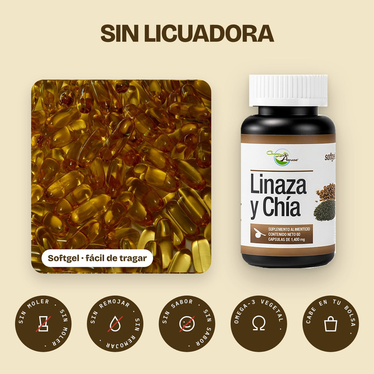 Sin licuadora: sin moler, sin remojar, sin sabor, omega-3 vegetal